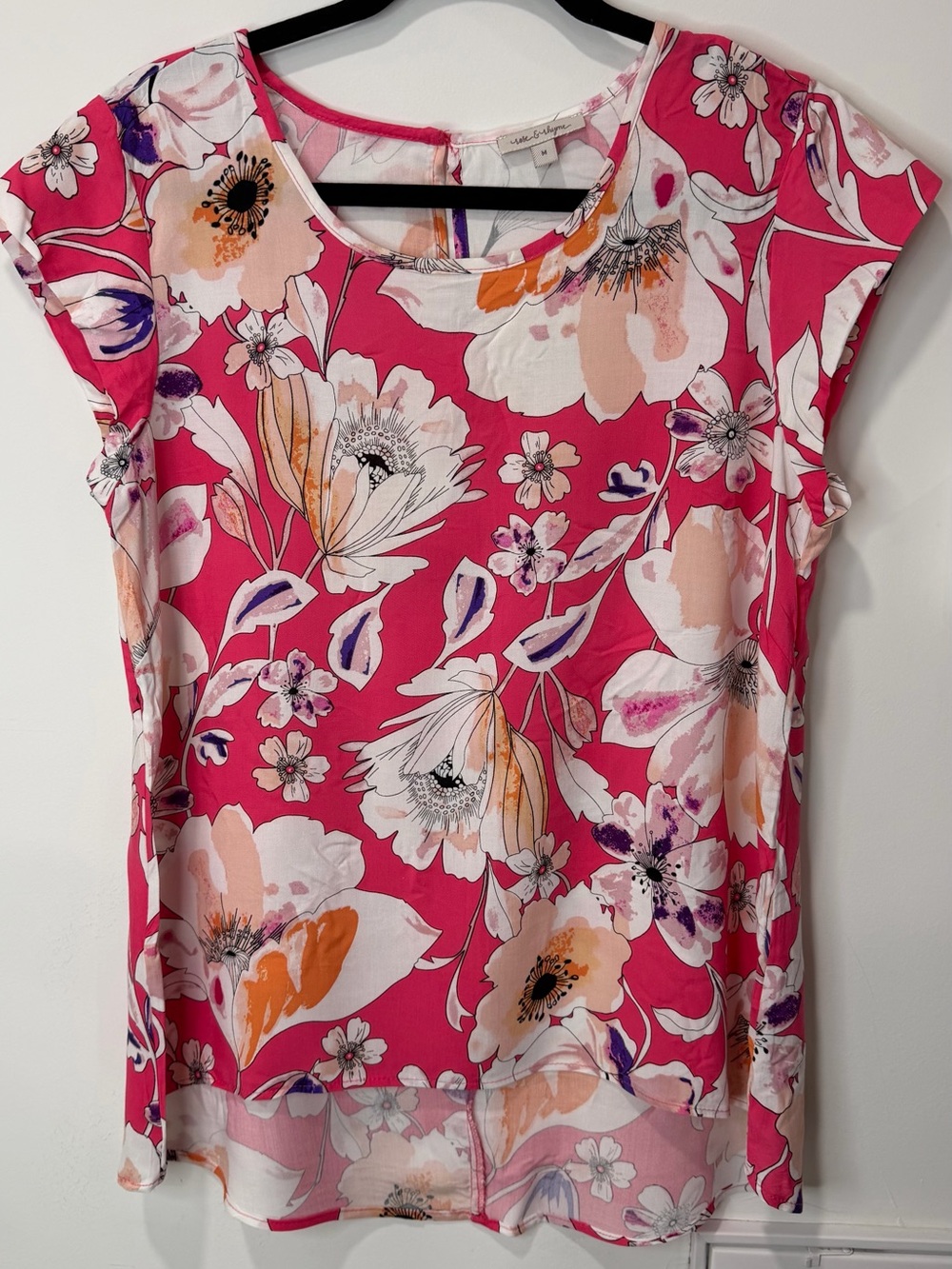 Women’s Floral Cap-Sleeve Blouse - Pink